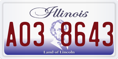 IL license plate A038643
