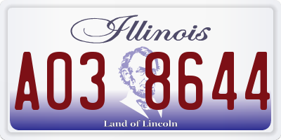 IL license plate A038644