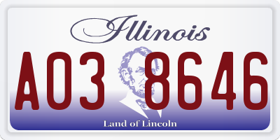 IL license plate A038646