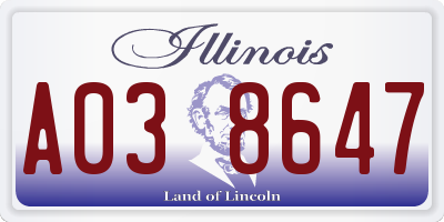 IL license plate A038647