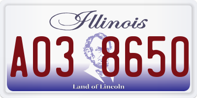 IL license plate A038650