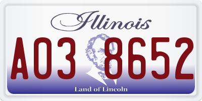 IL license plate A038652