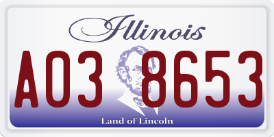 IL license plate A038653