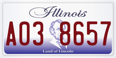 IL license plate A038657