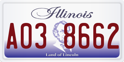 IL license plate A038662