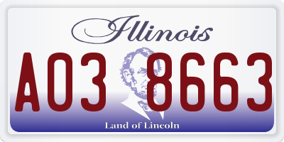 IL license plate A038663