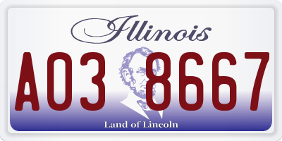 IL license plate A038667