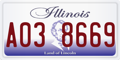 IL license plate A038669