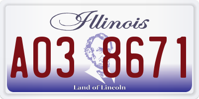 IL license plate A038671