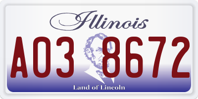 IL license plate A038672