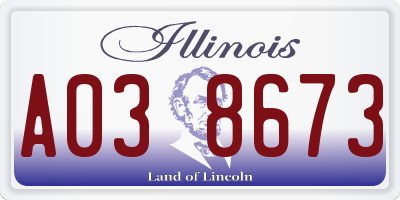 IL license plate A038673