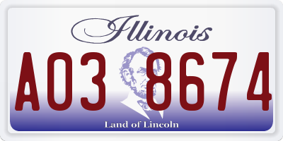 IL license plate A038674