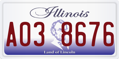 IL license plate A038676