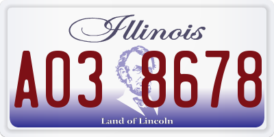IL license plate A038678