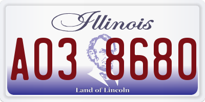IL license plate A038680