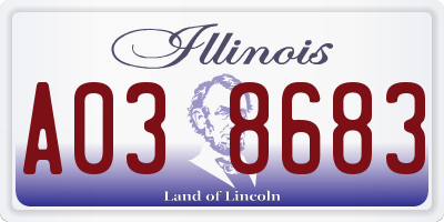 IL license plate A038683