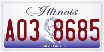 IL license plate A038685