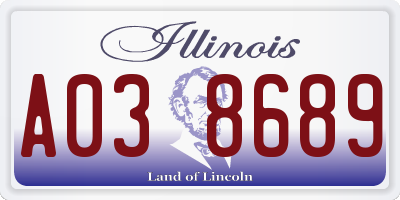 IL license plate A038689