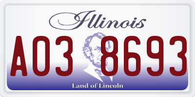 IL license plate A038693