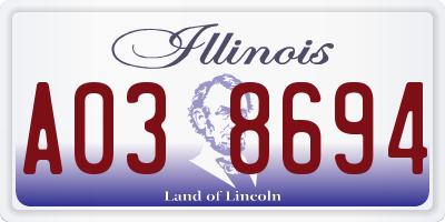 IL license plate A038694