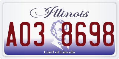 IL license plate A038698
