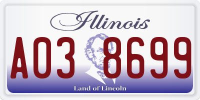 IL license plate A038699