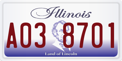 IL license plate A038701
