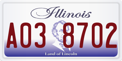IL license plate A038702