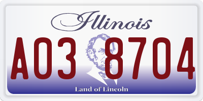 IL license plate A038704