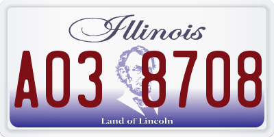 IL license plate A038708