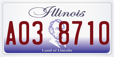 IL license plate A038710