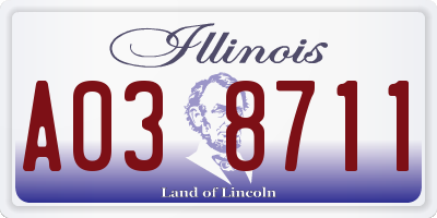 IL license plate A038711