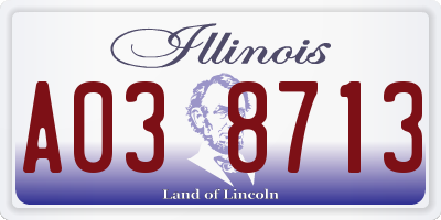 IL license plate A038713