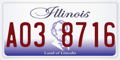 IL license plate A038716