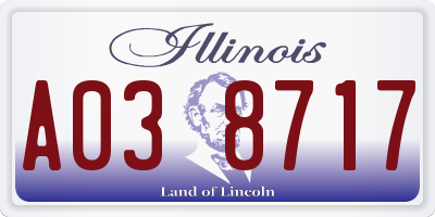 IL license plate A038717