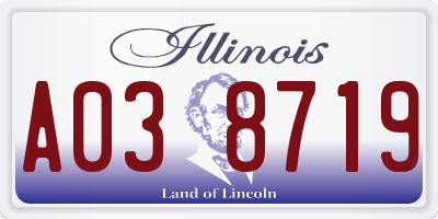 IL license plate A038719