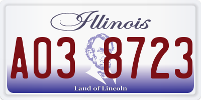 IL license plate A038723
