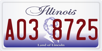 IL license plate A038725