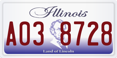 IL license plate A038728