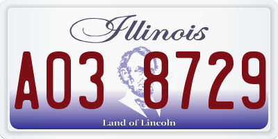 IL license plate A038729