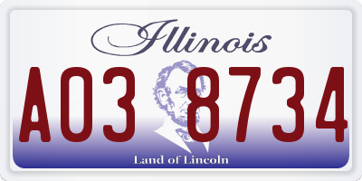 IL license plate A038734