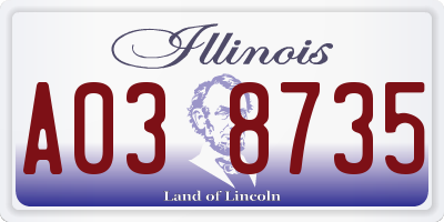 IL license plate A038735