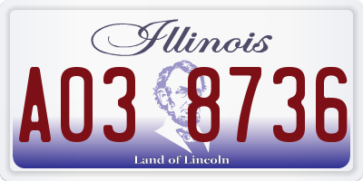 IL license plate A038736