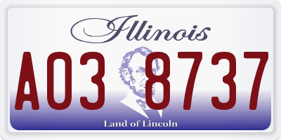 IL license plate A038737