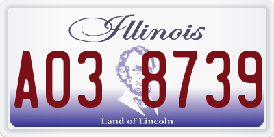 IL license plate A038739