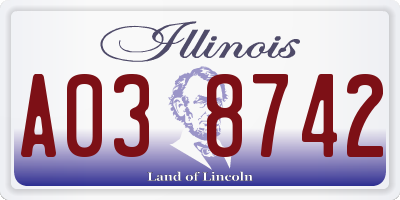 IL license plate A038742