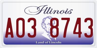 IL license plate A038743