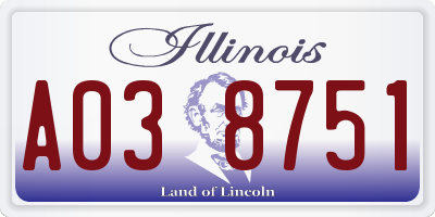 IL license plate A038751