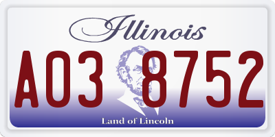 IL license plate A038752