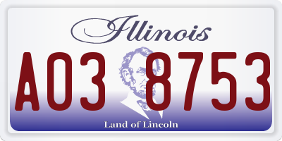 IL license plate A038753